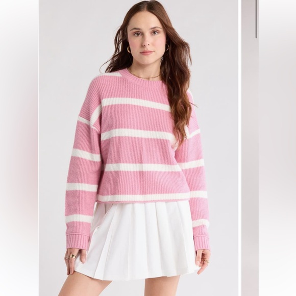 Abound Sweaters - Abound Pink and White Striped Sweater